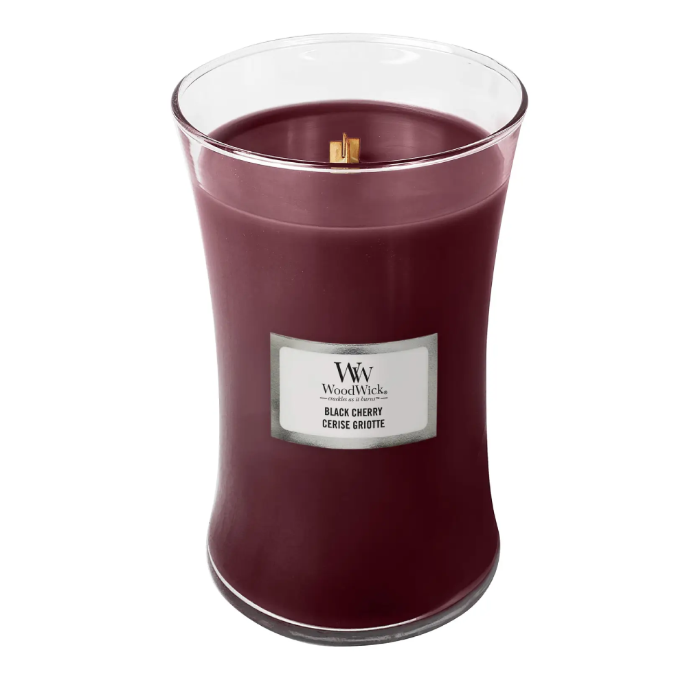 Woodwick Large Black Cherry 609 г - Ароматична свічка з ароматом соковитої черешні - фото №1